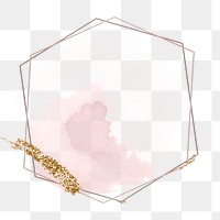 Aesthetic geometric frame png clipart, pink and gold glittery design