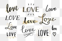 Png love hand drawn word transparent collection