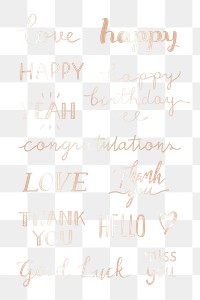 Png lovely calligraphy stickers transparent collection