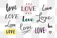 Love png hand drawn word transparent collection