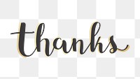 Thanks png word art on transparent background