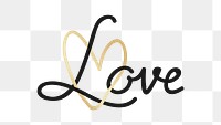 Love png calligraphy on transparent background