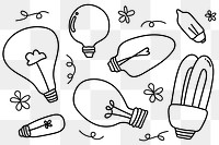 Png light bulb doodle pattern in minimal style