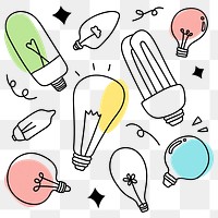 Png light bulb drawing in doodle style