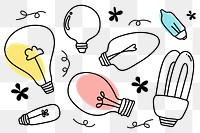 Png light bulb drawing in doodle style