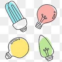 Glowing PNG light bulb doodle drawing