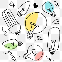 Png light bulb drawing in doodle style