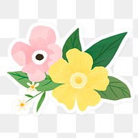 Yellow and pale pink flowers with leaves transparent png