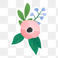 Pale pink flower with leaves transparent png