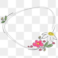 Hand drawn flower wreath transparent png