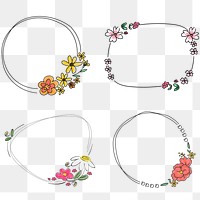 Hand drawn floral wreath transparent png collection