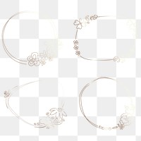 Cute doodle floral wreath transparent png set