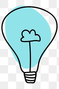 Png light bulb with cute cl doodle illustration