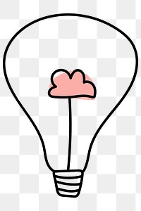 Png light bulb with cute cl doodle illustration