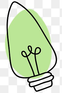 Png green light bulb doodle illustration