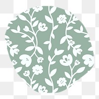 White and green floral pattern element transparent png