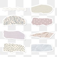 Pastel pattern and texture banner set transparent png