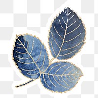 Blue leaves sticker with gold elements