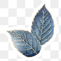 Blue leaves sticker with gold elements