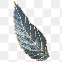 Blue leaf sticker with gold elements