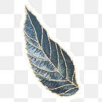 Blue leaf sticker with gold elements