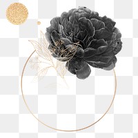 Black peony frame with gold elements
