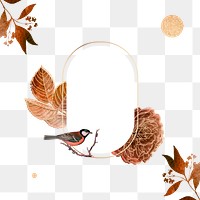 Blank golden floral frame with a bird design element