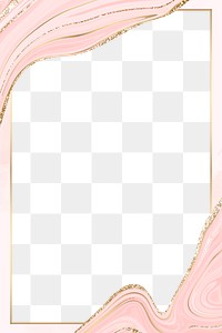 PNG frame feminine pastel pink and gold paint marbling