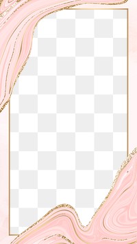 PNG pink frame with gold paint marbling