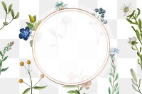 Vintage flower frame png hand drawn botanical illustration