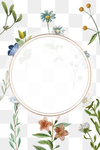 Vintage flower frame png hand drawn botanical illustration