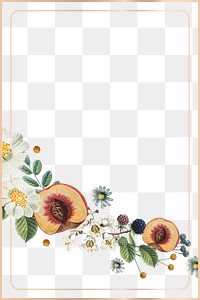 Peach and white flower png border frame transparent background