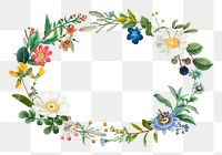 Botanical wreath png frame sticker hand drawn illustration