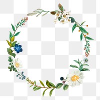 Botanical wreath png frame sticker hand drawn illustration