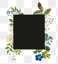 Gold frame floral border png vintage illustration