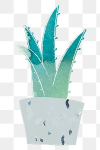 Watercolor succulent potted plant