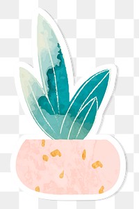 Watercolor succulent potted plant sticker