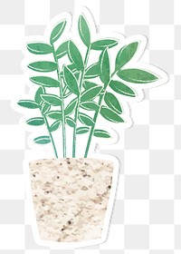 Watercolor tropical potted plant sticker