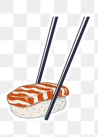 almon nigiri sushi sticker with white border