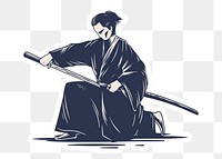 Japanese samurai sticker with white border