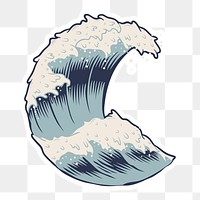Japanese wave sticker with white border