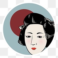 Japanese geisha sticker with white border