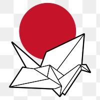 Japanese origami bird sticker design element