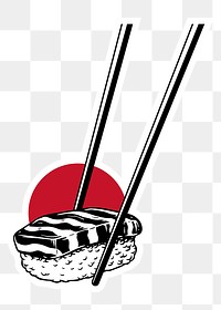 almon nigiri sushi sticker with white border