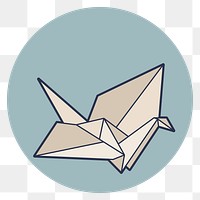 Japanese origami bird sticker design element