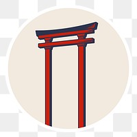 Japanese torii gate sticker with white border