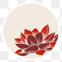 Japanese lotus flower sticker with white border