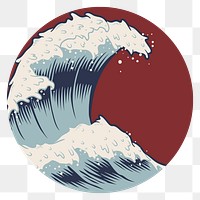 Japanese wave sticker design element