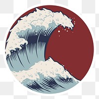 Japanese wave sticker with white border