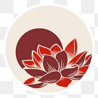 Japanese lotus flower sticker with white border